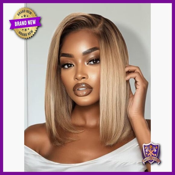 Human Hair Bob Wig 10 Inch Straight Pre Plucked Glueless HD  display picture 2